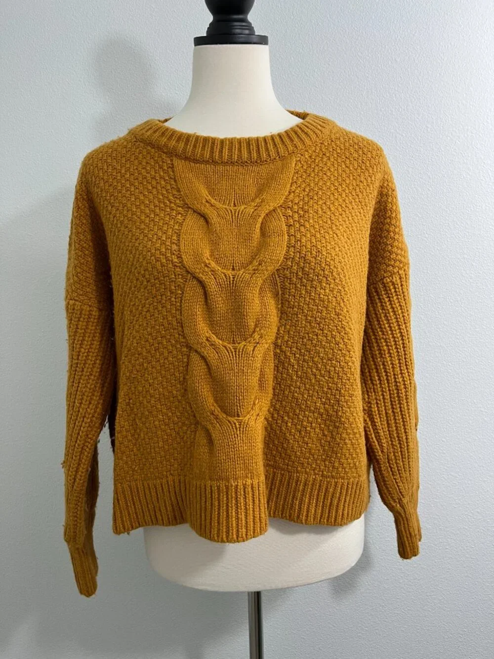 J.Crew Extra Small Mustard Yellow Chunky Knit Crewneck Sweater